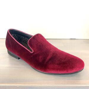 Steve Madden Laight Slip On Velvet Loafers Men Size 8 Wine Luxury Quilted Lined